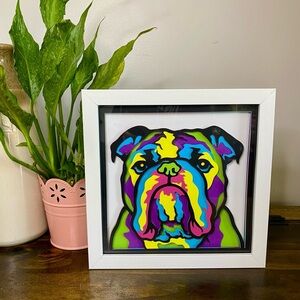 3D Bulldog Multicolor Shadowbox